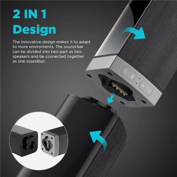 Sound Bar, Sound Bar for TV Split Soundbar Wired&  Wireless  Bluetooth Sound Bar - Picture 4 of 5